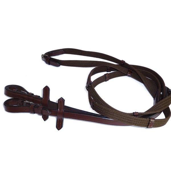 RIENDAS INGLESAS ALGODÓN-CUERO MARJOMAN NEGRO Y MARRON